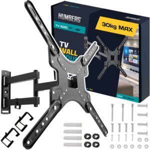 Suportul TV 17-56″, 30kg | Humberg susține televizorul ferm și sigur, permițând în același timp o înclinare și o rotire confortabile.
