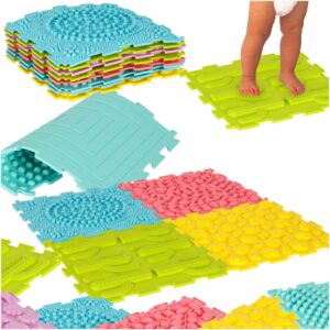 Covorașul Senzorial Montessori, 8 buc | Pastel folosește module colorate cu texturi diferite pentru a stimula percepția senzorială, abilitățile motorii și a promova circulația sângelui.
