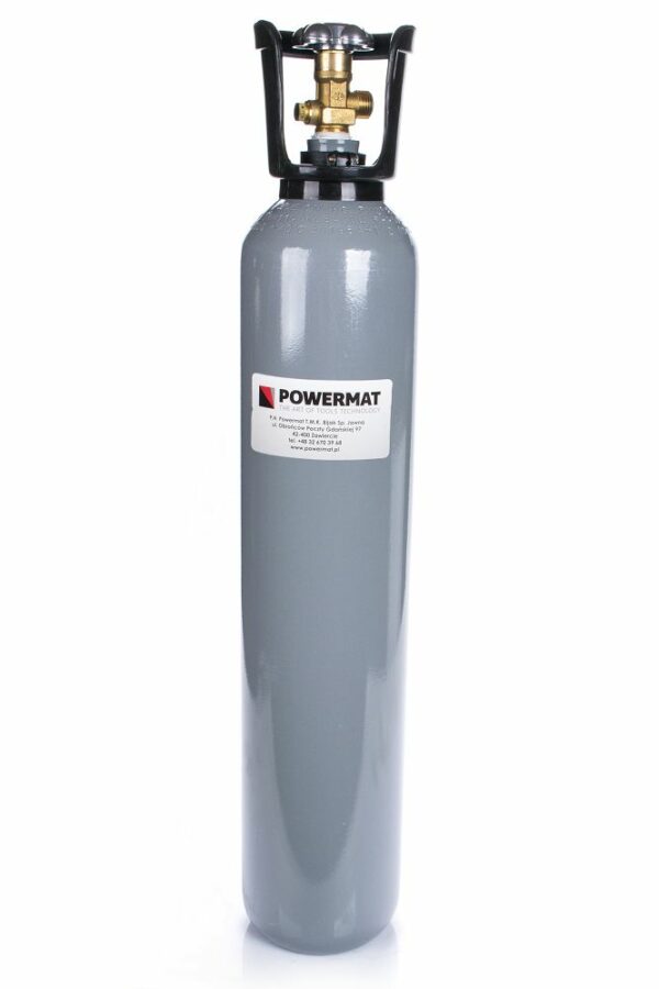 Butelia de dioxid de carbon, 8 L | Powermat, este concepută pentru umplerea cu dioxid de carbon pur (CO2) și este destinată utilizării în sudură și industrie.