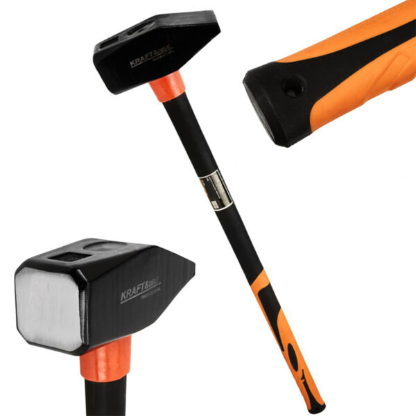 Ciocanul de tâmplar din fibră de sticlă, 5kg | KD255, oferind o forță de impact mare, este unealta ideală pentru lucrări solicitante de construcții și renovare.