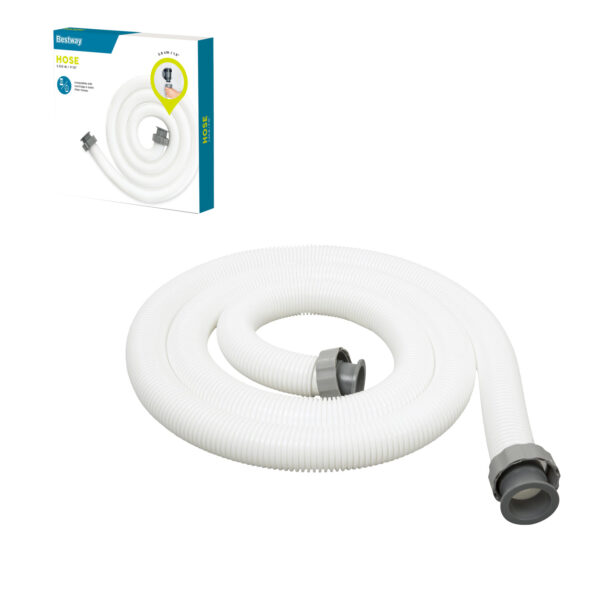 Furtun pentru piscină, 3m, 38mm | Bestway este ideal pentru conectarea unei pompe și a unui filtru, asigurând un flux fiabil al apei și întreținând sistemul de filtrare.