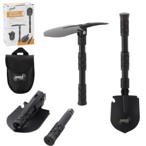 Lopata pliabilă multifuncțională 5 în 1, 16/40,5 cm | Garden Line este o unealtă practică care combină funcțiile unei lopăți, cazmale, sape, ferăstrău și desfăcător de sticle.