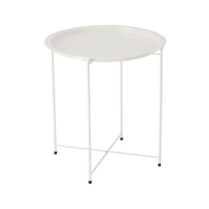 Masă de cafea rotundă, albă | 47×47×50.5cm oferă spațiu practic de depozitare și este un plus elegant și practic pentru camera de zi, dormitor sau birou.