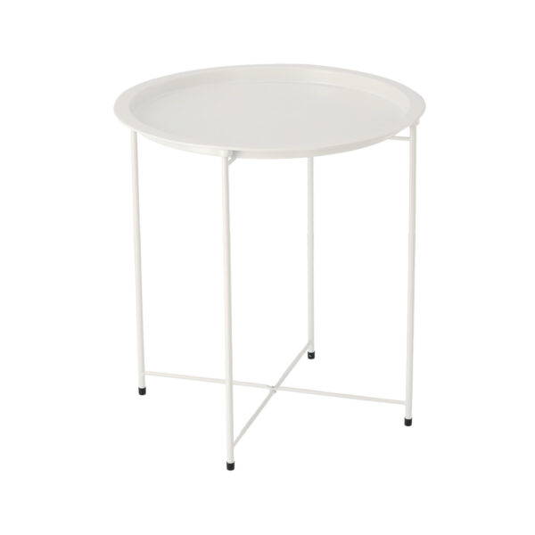 Masă de cafea rotundă, albă | 47×47×50.5cm oferă spațiu practic de depozitare și este un plus elegant și practic pentru camera de zi, dormitor sau birou.