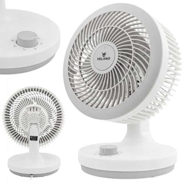 Ventilatorul de birou, alb | Velano va oferi o răcire plăcută în zilele călduroase datorită intensității reglabile, oscilației și opțiunii de adăugare a parfumului.