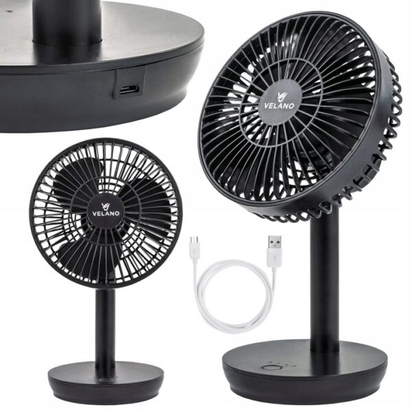 Ventilatorul de birou VELWEBS0009, negru | Velano oferă răcoare cu trei viteze, oscilație și un design compact, ideal pentru utilizarea zilnică.
