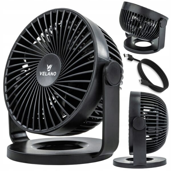Ventilatorul de birou VELWEBS0011, negru | Velano oferă un flux de aer răcoritor într-un design modern, ideal pentru utilizare acasă și la birou.