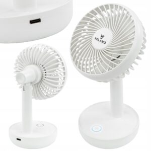 Ventilatorul de birou VELWEBS0012, alb | Velano este un ventilator wireless compact și silențios, ideal pentru utilizare la birou, acasă sau în deplasare.