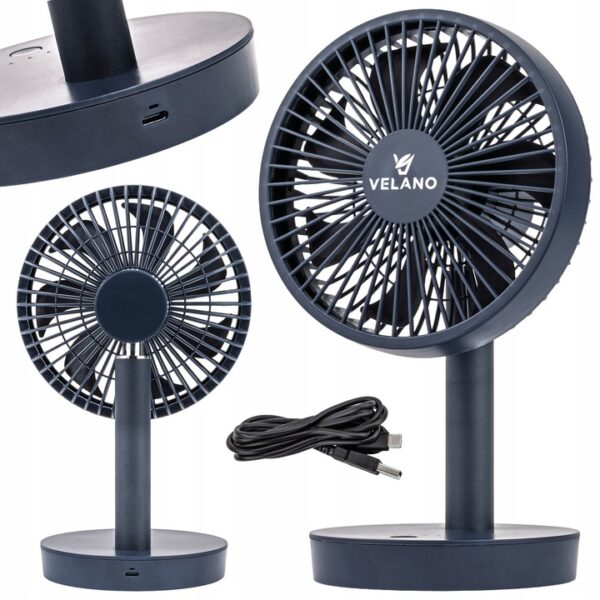 Ventilatorul de birou VELWEBS0018, negru | Velano oferă trei viteze de flux de aer și oscilație pentru răcirea uniformă a suprafeței de lucru.