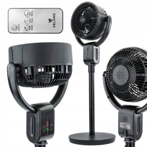 Ventilatorul de podea VELWEP0014, 50W, negru | Velano cu unghi reglabil și trei viteze va oferi o răcoritoare intensă chiar și în spații mai mari.