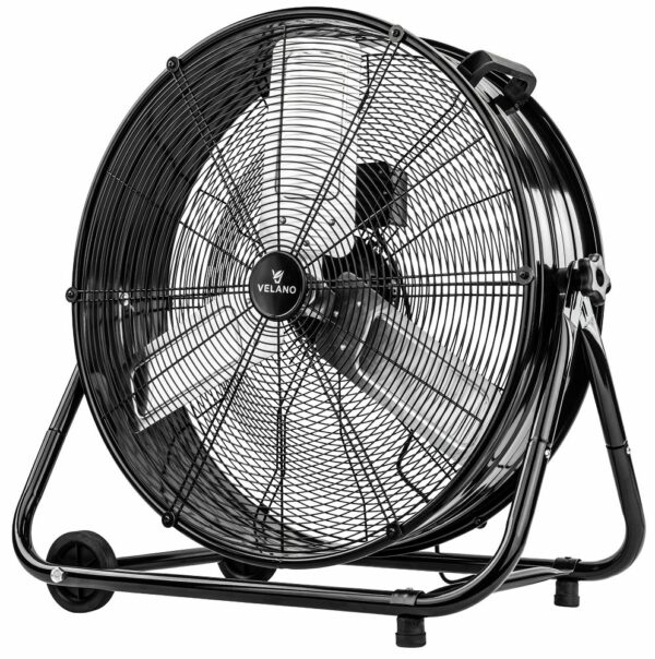 Ventilator de podea VELWEPR0007, 300W, negru | Velano oferă performanțe ridicate pentru răcirea eficientă a spațiilor mai mari, cum ar fi depozitele sau halele de producție.
