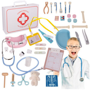 Trusa medicală XXL pentru copii | Kruzzel oferă copiilor oportunitatea de a se juca de-a doctorii, de a-și dezvolta imaginația și, în același timp, de a învăța elementele de bază ale îngrijirii.
