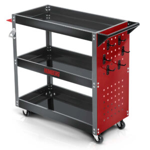 Căruciorul de atelier HM-515, 300kg | Humberg cu trei rafturi este ideal pentru organizarea și transportul sculelor în atelier sau garaj.