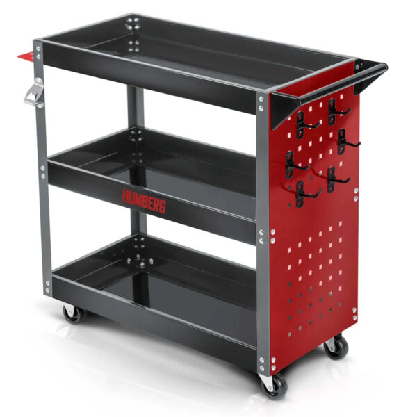 Căruciorul de atelier HM-515, 300kg | Humberg cu trei rafturi este ideal pentru organizarea și transportul sculelor în atelier sau garaj.
