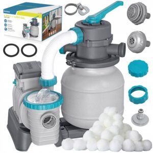 Filtrare cu nisip pentru piscină, 6056 l/h + bile filtrante | Bestway purifică eficient apa din piscină și o menține igienic curată.