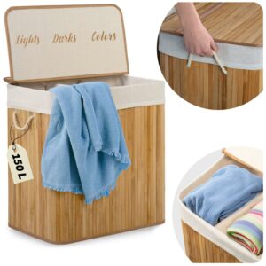 Coș de rufe din bambus cu capac, 150L, natural | Massido oferă o soluție elegantă pentru depozitarea rufelor murdare în casă.