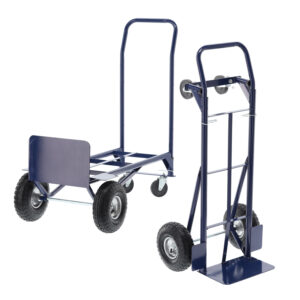 Cărucior universal de transport 2-în-1, 150kg, albastru | Garden Line combină funcțiile unui cărucior manual și ale unui cărucior cu platformă, fiind un ajutor ideal.