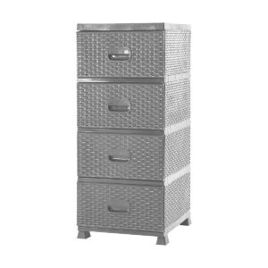 Comodă, ratan, 38x45x90cm, gri | 4 sertare