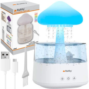 Umidificatorul 24378, LED, alb | Ruhhy combină funcțiile de umidificare, iluminare nocturnă și aromaterapie, creând o atmosferă plăcută.