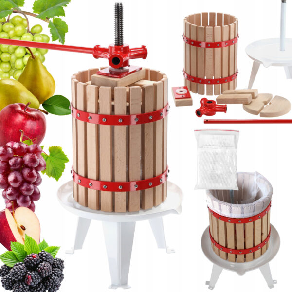 Storcătorul de fructe, 6L | Roșu este ideal pentru presarea ușoară și rapidă a sucului din diverse tipuri de fructe de grădină - mere, struguri sau fructe de pădure.