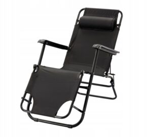 Șezlongul de grădină pliabil cu spătar, negru | Garden Line este o soluție practică și confortabilă pentru relaxare în grădină, terasă sau în camping.
