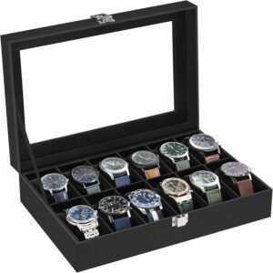 Organizatorul de ceasuri, negru | Songmics oferă o aranjare clară, protecție fiabilă și un aspect elegant pentru fiecare colecție.