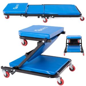 Scaun de atelier 2 în 1, 110 kg | GEKO este o masă de atelier universală cu opțiunea de așezare și culcare, pentru o manevrare confortabilă în timpul reparațiilor.
