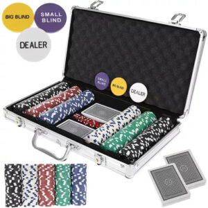 Setul de Poker HQ | 300 de Jetoane este un set complet cu 300 de jetoane, cărți și o cutie practică, ideal pentru turnee de acasă și seri cu prietenii.