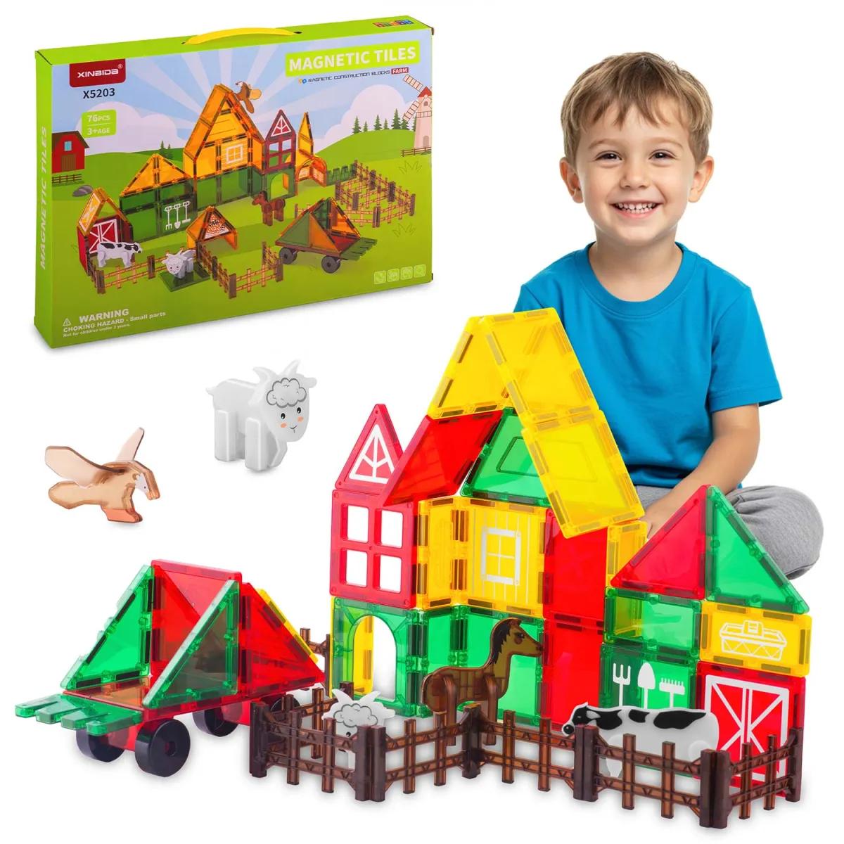 Set de construcție magnetic RK-781, 76 buc, fermă | Ricokids Set de construcție magnetic RK-781, 76 buc, fermă | Ricokids