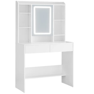 Masă de toaletă cu iluminare LED | albă