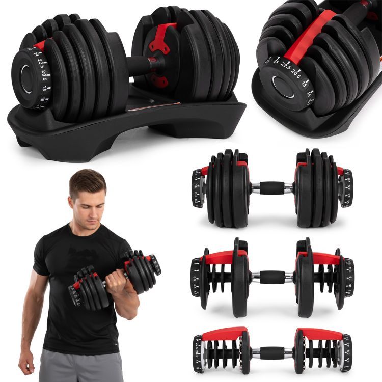 Gantere reglabile cu suport, 2,5-24 kg | ModernHome Gantere reglabile cu suport, 2,5-24 kg | ModernHome