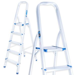 Scară din aluminiu, 150 kg, 5 trepte, pliabilă | GEKO