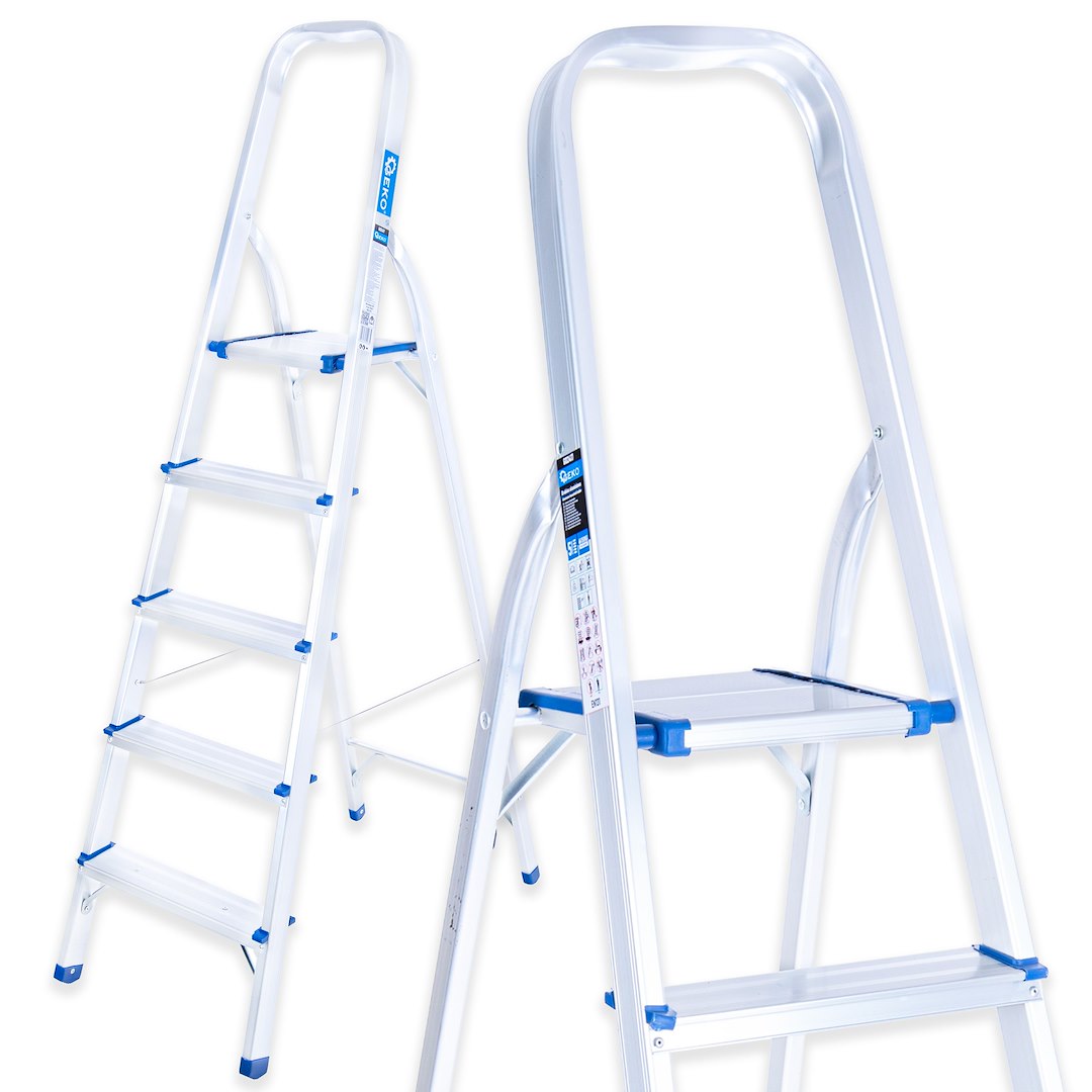 Scară din aluminiu, 150 kg, 5 trepte, pliabilă | GEKO Scară din aluminiu, 150 kg, 5 trepte, pliabilă | GEKO