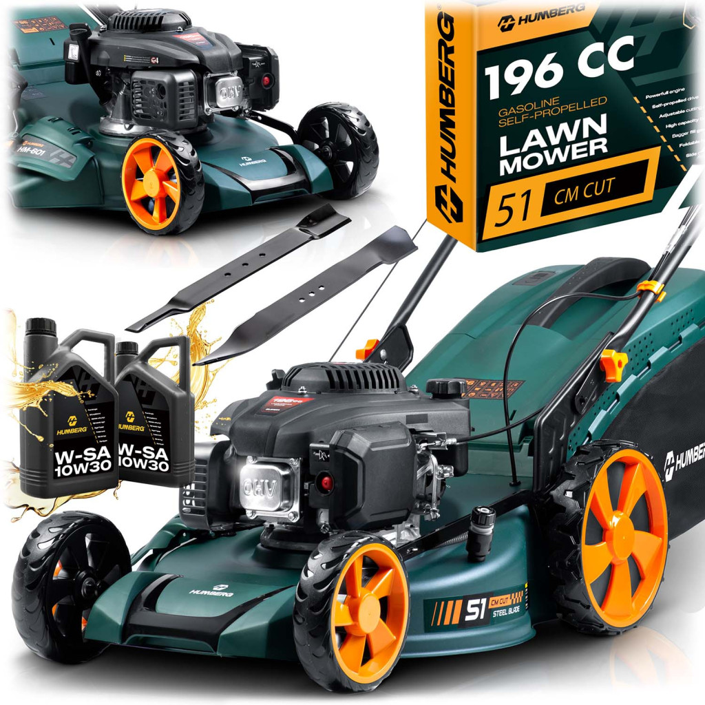 Mașină de tuns iarba pe benzină HM-601, Loncin, 51cm, 70L | Humberg Mașină de tuns iarba pe benzină HM-601, Loncin, 51cm, 70L | Humberg