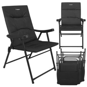Scaun de camping 2 buc, 59x70x91cm, negru | Trizand