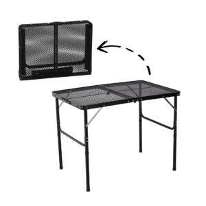 Masă turistică pliabilă, 90x60x40/70cm | neagră