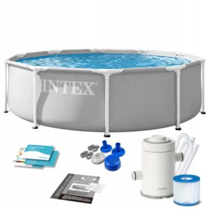 Piscină de grădină cu cadru 6 în 1, 305x76cm, gri | INTEX