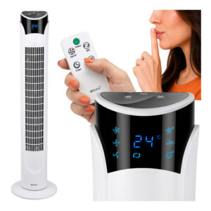 Ventilator coloană, 90cm, telecomandă, alb | Ruhhy